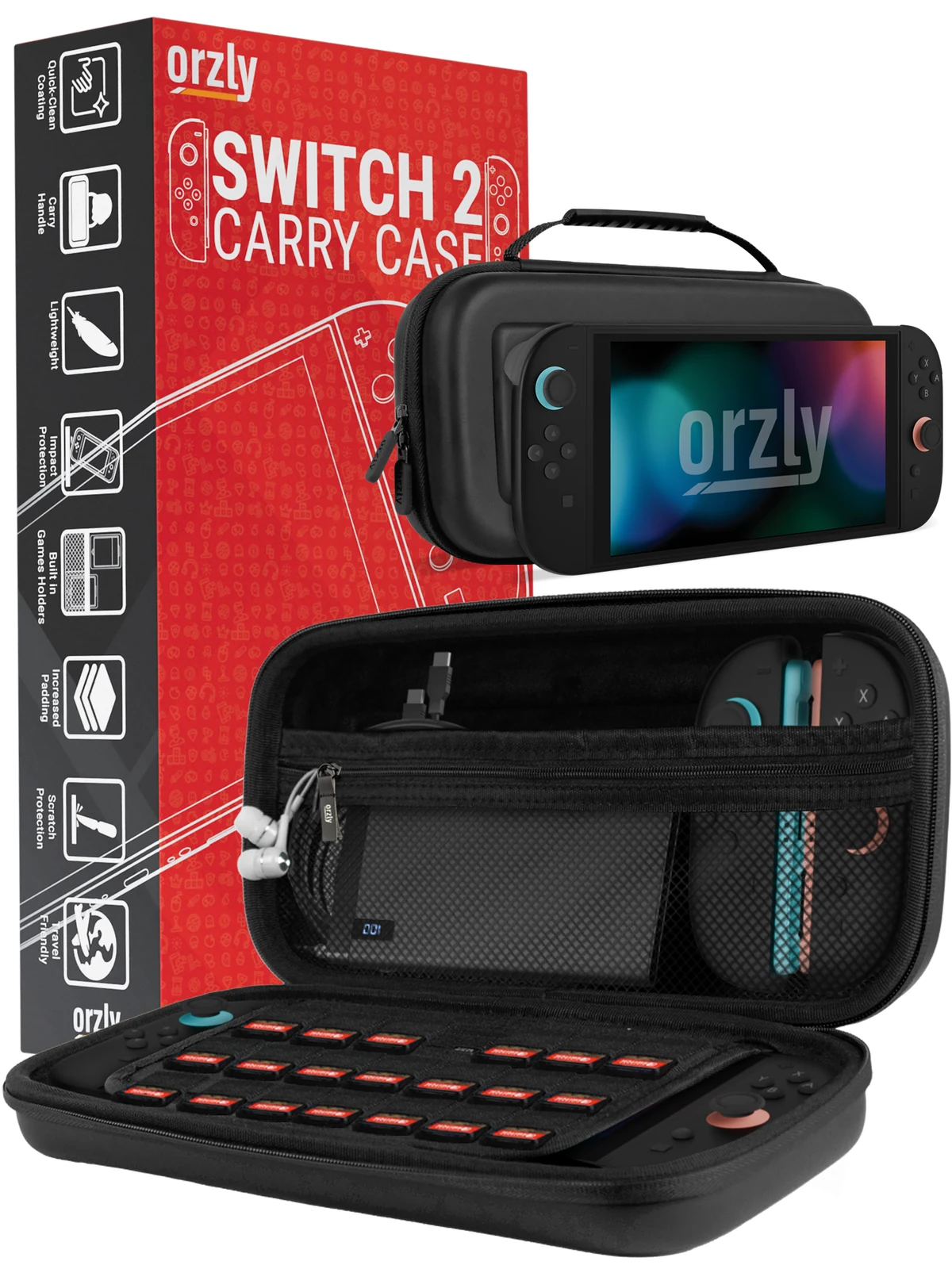 Orzly Carry Case for Nintendo Switch 2 with Screen Padding and Card Slots